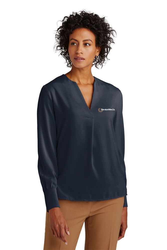 Brooks Brothers Women’s Open-Neck Satin Blouse image thumbnail