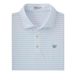 Image of Peter Millar Men's White/Blue Striped Drum Polo