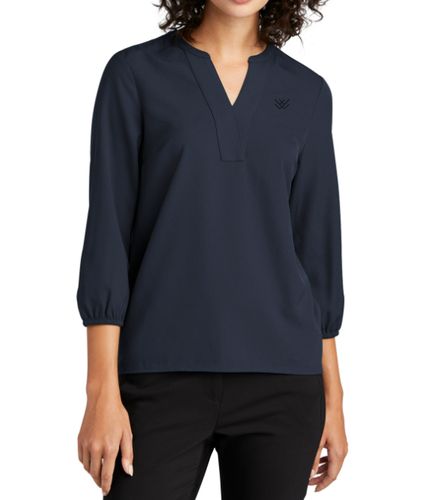 Ladies' Navy 3/4 Sleeve Blouse image thumbnail