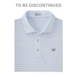 Image of Peter Millar Men's White/Blue Striped Drum Polo