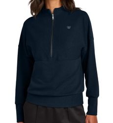 Image of Ladies' Navy Texture Quarter Zip