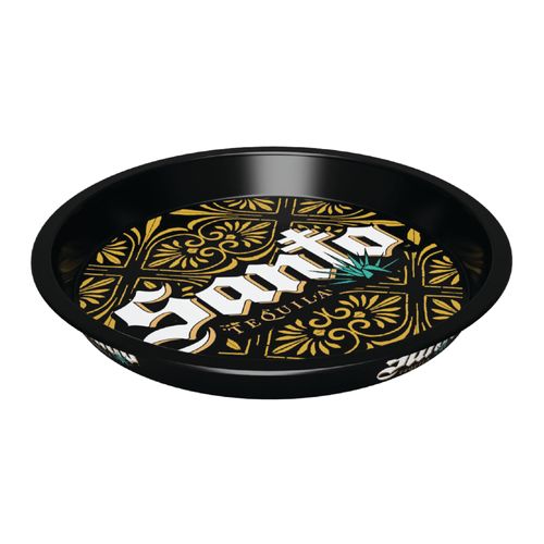 13" Metal Round Serving Tray - BLACK image thumbnail