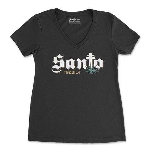 Women's V-Neck Short Sleeve T-Shirt - BLACK image thumbnail