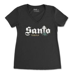 Image of Women's V-Neck Short Sleeve T-Shirt - BLACK