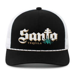 Image of Pacific Headwear Trucker Snapback Braid Cap - BLACK/WHITE