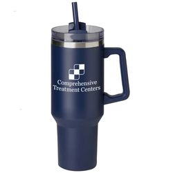 Image of Navy Thirst Quencher Double-Wall Stainless-Steel Tumbler With Handle - 40 Oz.