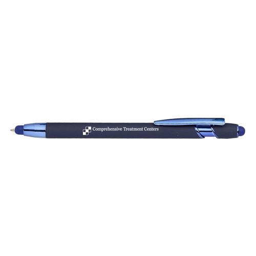 Navy/Blue Dual-Stylus Soft-Touch Metal Pen image thumbnail