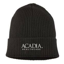 Image of Black Ultra-Soft Premium Classic Cuffed Ribbed Knit Beanie - Embroidery