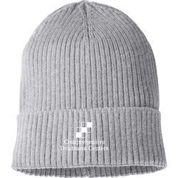 Image of Gray Ultra-Soft Premium Classic Cuffed Ribbed Knit Beanie - Embroidery