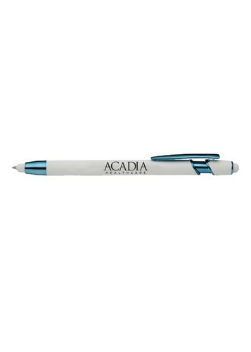 White/Blue Dual-Stylus Soft-Touch Metal Pen image thumbnail