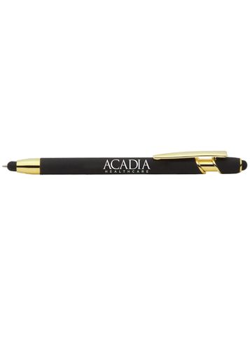 Black/Gold Dual-Stylus Soft-Touch Metal Pen image thumbnail