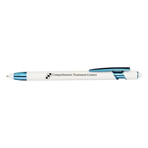 White/Blue Dual-Stylus Soft-Touch Metal Pen image thumbnail