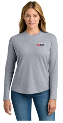 Image of Next Level Apparel Women's Cotton Relaxed Long Sleeve Tee - Retro Dimeo Logo