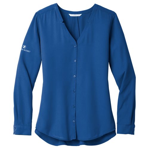 ZB1S416 Ladies Long Sleeve Button-Front Blouse image thumbnail