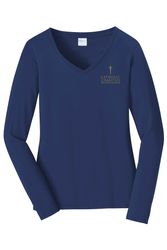 Image of Port & Company Ladies Long Sleeve Fan Favorite V-Neck Tee. LPC450VLS