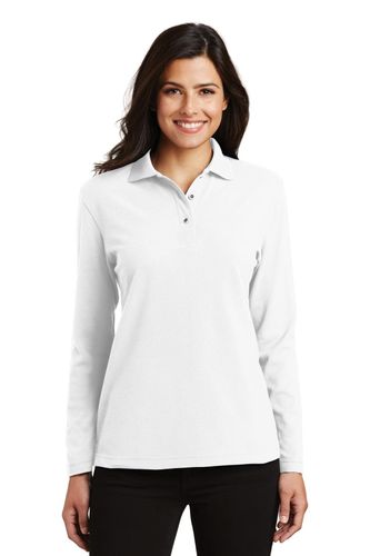 Port Authority Ladies Silk Touch Long Sleeve Polo. L500LS image thumbnail