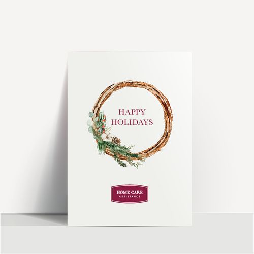 Happy Holidays Wreath Greeting Card image thumbnail