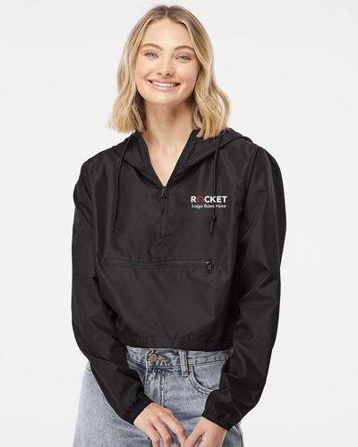 Independent Trading Co. - Women's Lightweight Quarter-Zip Pullover Crop Windbreaker image thumbnail