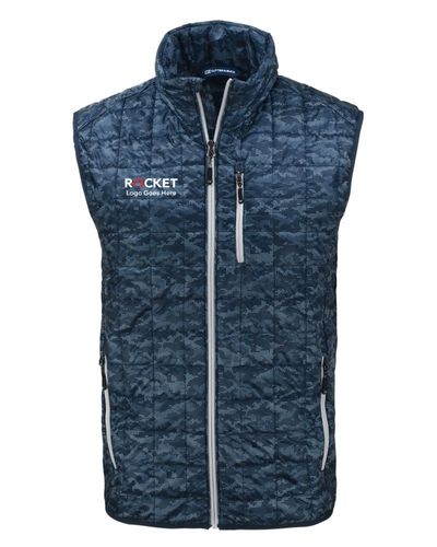 Cutter & Buck Rainier PrimaLoft® Mens Eco Insulated Full Zip Printed Puffer Vest image thumbnail