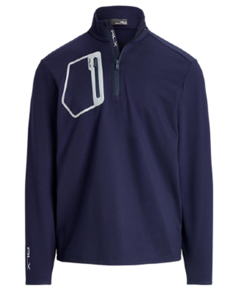 Brushed Back Tech Jersey  1/4 Zip With Reflective Pocket primary image