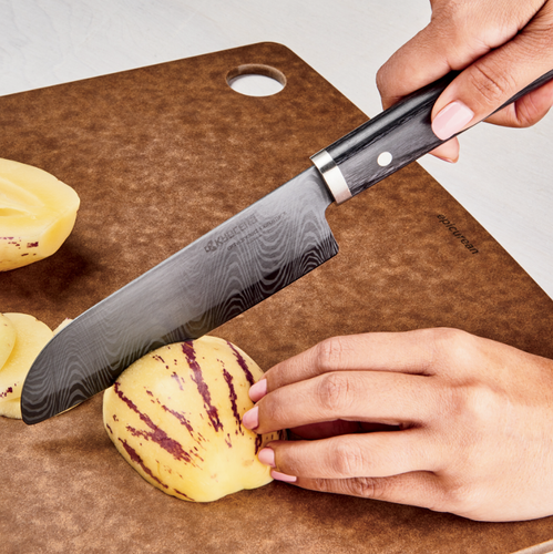 Premier 5.5" Ceramic Santoku Knife - Etched HIP Blade with Riveted Wood Handle image thumbnail