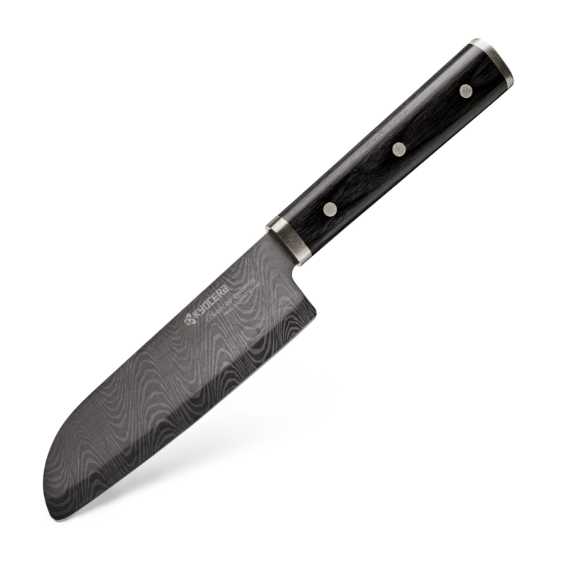 Image of Premier 5.5" Ceramic Santoku Knife - Etched HIP Blade with Riveted Wood Handle