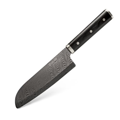 Premier 6" Ceramic Chef's Santoku Knife - Etched HIP Blade with Riveted Wood Handle image thumbnail