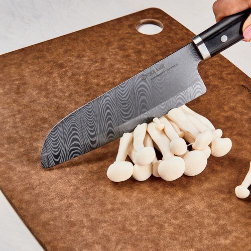 Premier 6" Ceramic Chef's Santoku Knife - Etched HIP Blade with Riveted Wood Handle image thumbnail