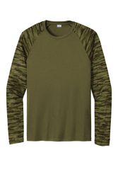 Image of Sport-Tek Drift Camo Colorblock Long Sleeve Tee