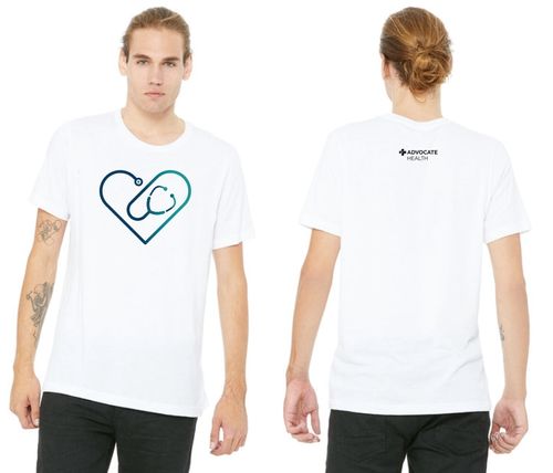 Heart Stethoscope Unisex White T-Shirt   image thumbnail