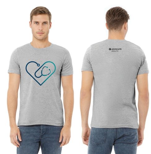Heart Stethoscope Unisex Heather T-Shirt   image thumbnail
