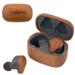 Image of Cherry Wood TWS Wireless Earbuds and Charger Case