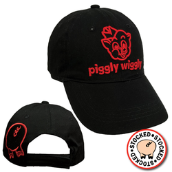 Image of Black Cotton Twill Cap with Red Head & Tail