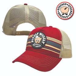 Image of Red 6 Panel Mesh Back Cap w/PVC Patch