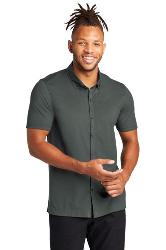 Mercer+Mettle Stretch Pique Full-Button Polo image thumbnail