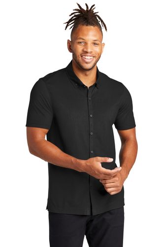 Mercer+Mettle Stretch Pique Full-Button Polo image thumbnail