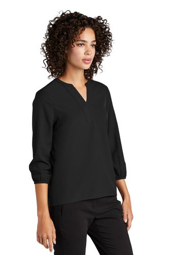 MERCER+METTLE Women's Stretch Crepe 3/4-Sleeve Blouse  image thumbnail