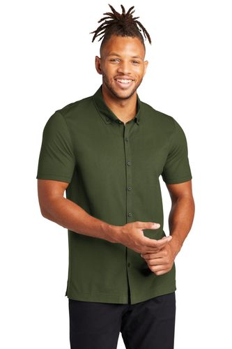 Mercer+Mettle Stretch Pique Full-Button Polo image thumbnail