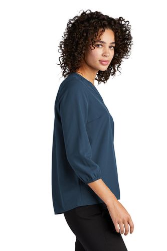 MERCER+METTLE Women's Stretch Crepe 3/4-Sleeve Blouse  image thumbnail