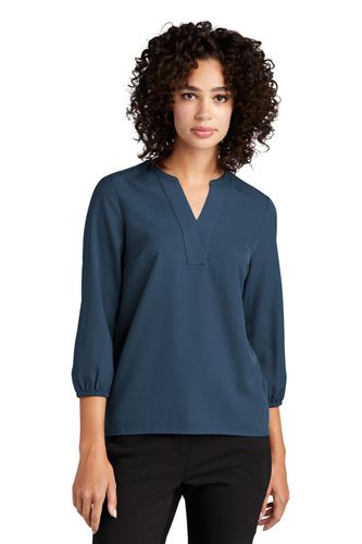 MERCER+METTLE Women's Stretch Crepe 3/4-Sleeve Blouse  image thumbnail