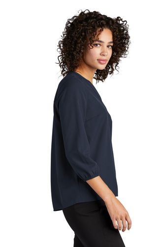 MERCER+METTLE Women's Stretch Crepe 3/4-Sleeve Blouse  image thumbnail