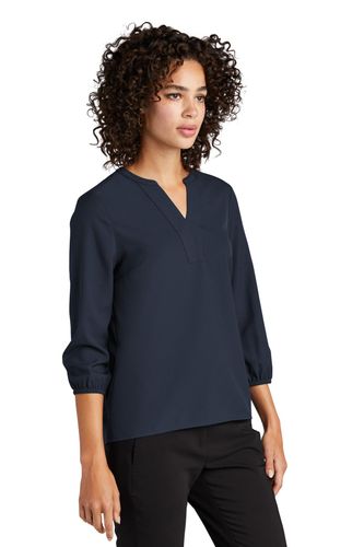 MERCER+METTLE Women's Stretch Crepe 3/4-Sleeve Blouse  image thumbnail