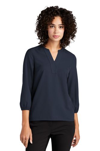 MERCER+METTLE Women's Stretch Crepe 3/4-Sleeve Blouse  image thumbnail