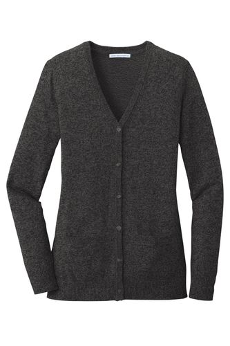 Port Authority Ladies Marled Cardigan Sweater image thumbnail