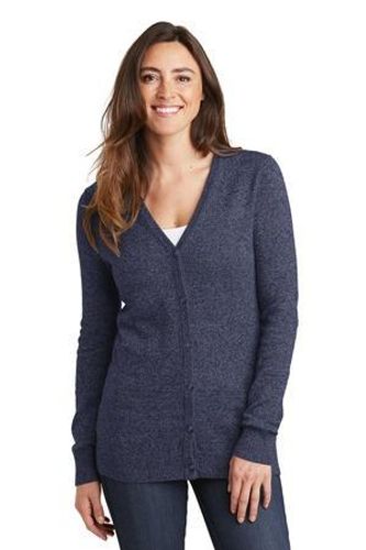 Port Authority Ladies Marled Cardigan Sweater image thumbnail