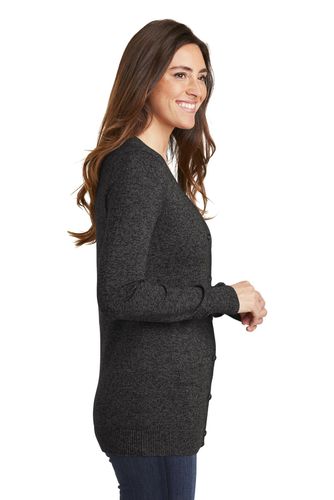 Port Authority Ladies Marled Cardigan Sweater image thumbnail