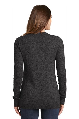 Port Authority Ladies Marled Cardigan Sweater image thumbnail