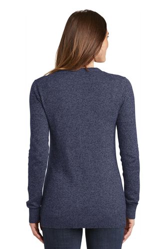 Port Authority Ladies Marled Cardigan Sweater image thumbnail