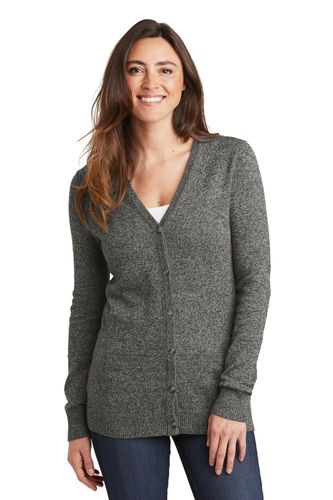 Port Authority Ladies Marled Cardigan Sweater image thumbnail