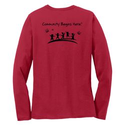 Image of Community Begins Here Women's Long Sleeve T-Shirt - Black Imprint (KA-LPC54LS-COMM-B)